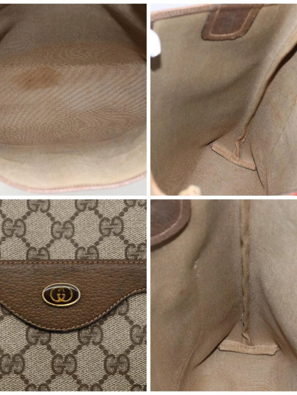 GUCCI GG Supreme Web Sherry Line Tote Bag PVC Beige Gold 39 02 003 Auth 173540 - Picture 13 of 13